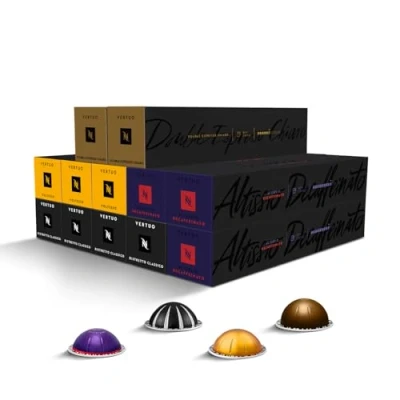 Immagine di Capsule Nespresso ORIGINALI Selezione Caffè Balanced Vertuo da 120 Caffè, Linea Vertuo, Intensità 8 a 9 (su 12), Ristretto, Espresso, Double Espresso