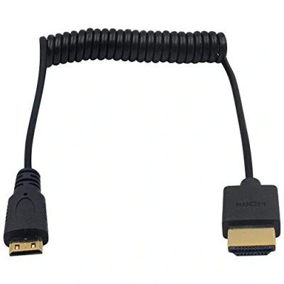 Immagine di Duttek mini HDMI to HDMI, cavo Ultra sottile, maschio a maschio, spirale 4K HD, 1080p, 3D, per proiettore, monitor, videocamera (1,2 m)