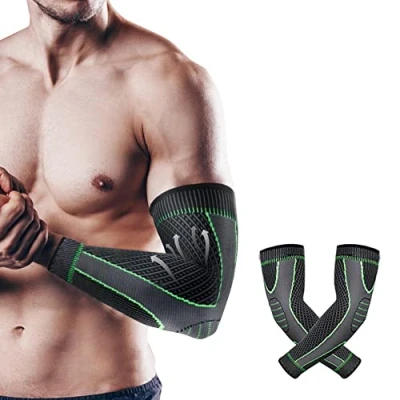 Immagine di HMCEY 1 Paio Supporto Tutore gomito per Tendinite Elastiche Gomitiere Compressiva Manicotti Compressione Sportiva Braccia Allevia il dolore al del tennista, Epicondilite, all&#039;artrite