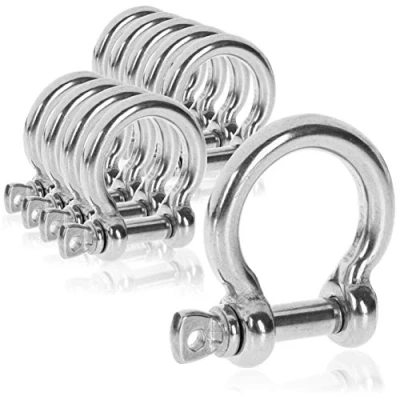 Immagine di com four® 10x Grilli tondi moschettoni Piccoli con Chiusura a Vite curvi golfari Acciaio Inossidabile 304 4,5 x 30 mm (10 Pezzi Forma O)