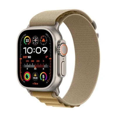 Immagine di Apple Watch Ultra 2 GPS + Cellular 49 mm Sportwatch con robusta cassa in titanio Naturale e Alpine Loop Sahara Large. Fitness tracker, di precisione, tanta autonomia, luminoso display Retina