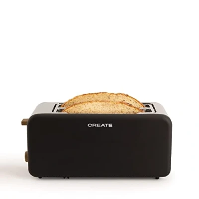 Immagine di CREATE/TOAST RETRO XL/Tostapane per fette larghe nere / 1500 W, vassoio raccolte, termostato, 6 livelli di potenza