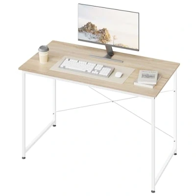 Immagine di WOLTU Scrivania, Scrivania per Computer Piccola, 120x60 cm, Tavolo PC, Struttura in Metallo, Ufficio Casa Studio Camera da Letto, Materiale a Base di Legno, Rovere Chiaro