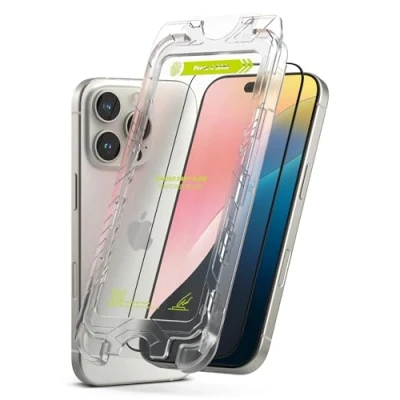 Immagine di Ringke Easy Slide Tempered Glass (2 Pezzi) Pellicola Protettiva Compatibile con iPhone 16 Pro, Infrangibile Vetro Temperato Proteggi Schermo Strumento di Installazione Facile
