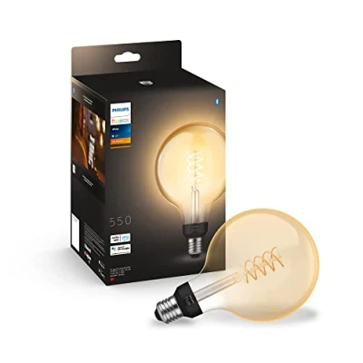 Immagine di Philips Hue White Filament, Lampadina LED Smart a Filamento Globo, Luce Bianca Calda, Dimmerabile, Attacco E27