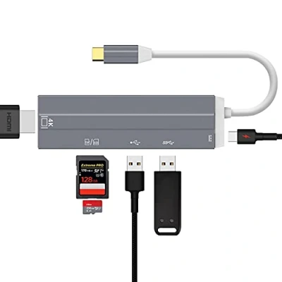 Immagine di Hub USB C con HDMI 4K Daffodil HUB05 6 in 1 Adattatore Multiporta Hub, 3.0, 2.0, Lettore Schede SD/TF, Ricarica Rapida PD Compatibile MacBook ChromeBook, Surface, Windows