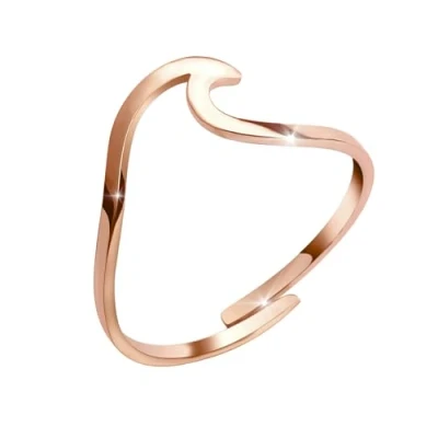 Immagine di GD GOOD.designs Anello Wave Rosa da donna Impermeabile regolabile in acciaio inossidabile I Incl. confezione regalo