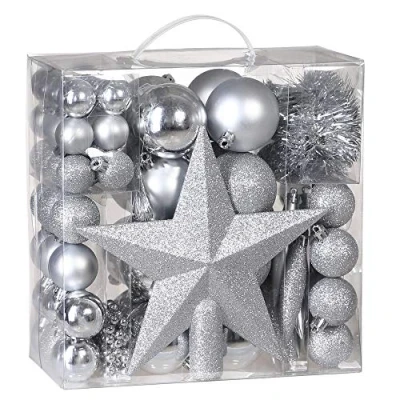 Immagine di Deuba® Palline per Albero di Natale Set 77pz con Puntale Lucide Opache Ø 3/5/7 cm Decorazioni Addobbi Natalizi