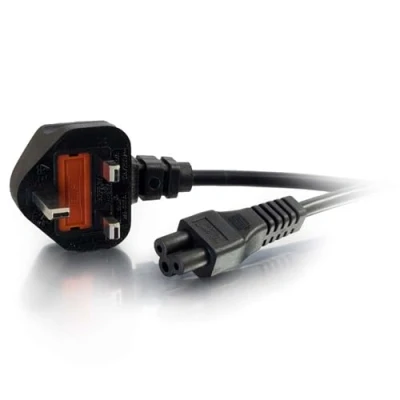 Immagine di C2G 80601 cavo di alimentazione per computer portatile C5 da 1 metro (IEC60320C5 a BS1363) 3 piedi Cloverleaf alimentazione, nero