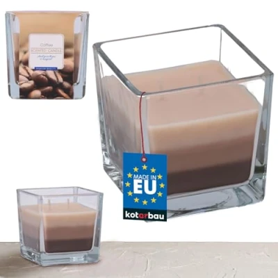 Immagine di KOTARBAU® Candela profumata a 2 stoppini in un bicchiere, per caffè, tre colori, idea regalo aromaterapia, durata fino 32 ore
