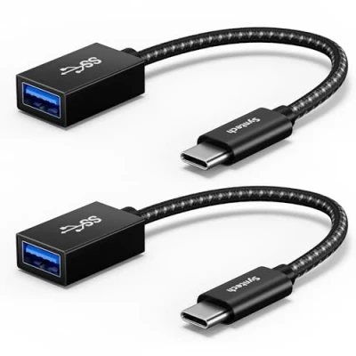 Immagine di Adattatore USB C a 3.0 (2 Pezzi) OTG Adattatori Tipo per Thunderbolt 3 to 3.1 Compatibile con iPhone 15 Pro Max, MacBook Pro,Pixel,Huawei P20,Nero