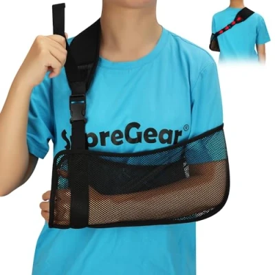 Immagine di supregear Fascia per Braccio in Mesh, Fasciatura Medica Immobilizzazione Spalla Regolabile Leggero Cuffia dei Rotatori Supporto Gomito Polso Mano Feriti, Adatta Sinistro/Destro