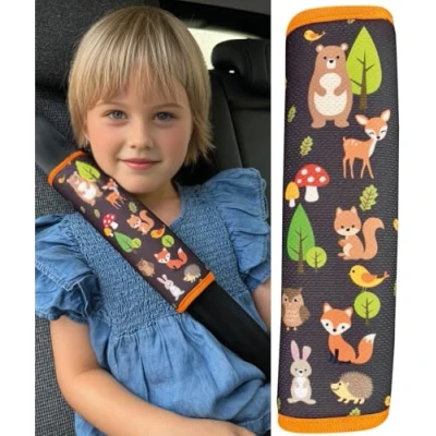 Immagine di HECKBO 1x Protezione per Cintura di Sicurezza con Animali Selvatici Spallina Imbottita, Imbottitura Seggiolino Auto, Copricintura Bambini e Bambine contro Irritazioni