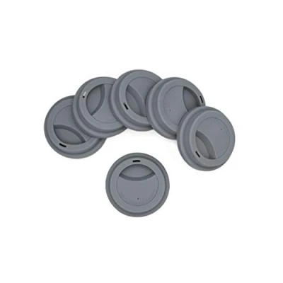 Immagine di NanTun Coperchi in silicone per bevande a prova di fuoriuscite, riutilizzabili, tazze da caffè, 6 pezzi, grigio