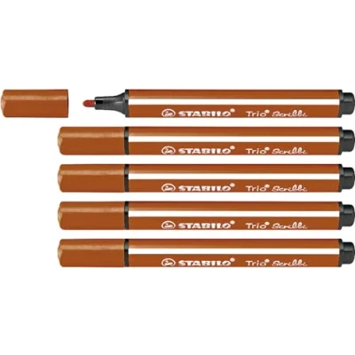 Immagine di Pennarello triangolare con punta ammortizzata STABILO Trio Scribbi Confezione da 5 Colore Marrone Chiaro