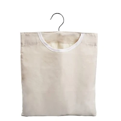 Immagine di Yasmous Sacchetto per mollette da bucato con gancio, portatile, lavabile, in tessuto, antipolvere, appendere, tela, colore bianco, 33 x 26 cm, No
