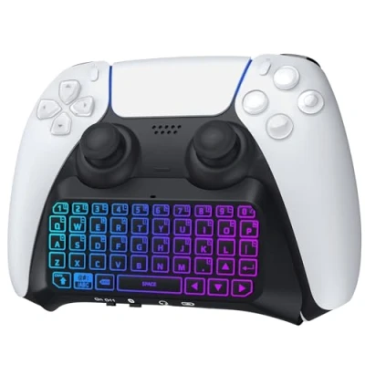 Immagine di TiMOVO Tastiera Retroilluminata Multicolore RGB per Controller PS5, Bluetooth Wireless da Gioco Mini PS5 Altoparlante Integrato con Jack Audio 3,5 mm, Nero