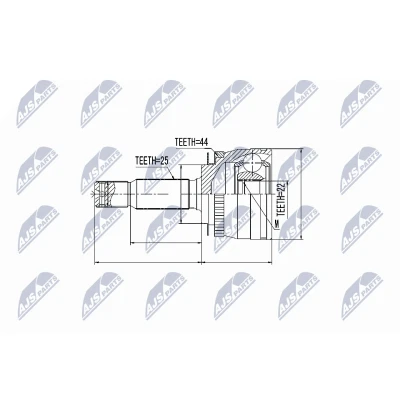 Immagine di NTY NPZ KA 312 Kit Giunto Omocinetico Trasmissione automatica, Cambio manuale Assale anteriore Dx, Sx
