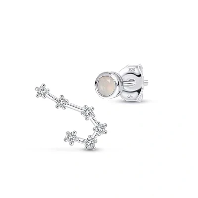 Immagine di Amberta Orecchini Asimmetrici Costellazione a Lobo con Zirconi in Argento Sterling 925 per Donna Diversi tra Loro Zirconi: Gemelli