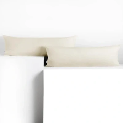 Immagine di DecoKing 2 federe 40 x 145 cm, jersey di cotone, chiusura lampo Ecru Amber