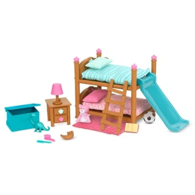 Immagine di Li&#039;l Woodzeez WZ6705Z Dinosaur letto a castello 18 pezzi set con mobili e accessori per camera da Giocattoli in miniatura gioco bambini dai 3 anni su,