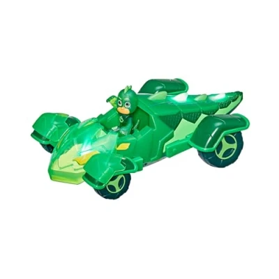 Immagine di PJ Masks Glow &amp; Go, Veicolo Giocattolo Gecomobile per età prescolare, Auto di Geco Che Si Illumina con Action Figure Geco, Bambini dai 3 Anni in su