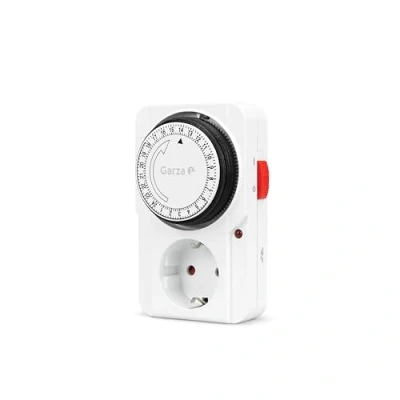 Immagine di Garza 400600 Timer analogico programmabile 24 Ore per Uso Interno, Bianco, Medidas: 7.4 x 4 11.5 centímetros