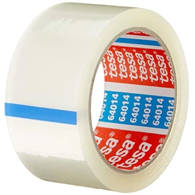 Immagine di Tesapack 64014 Nastro da imballaggio a bassa rumorosità per imballare pacchi e scatole di spedizione trasparente 1 rotolo 66 m 50mm