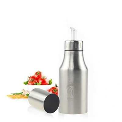 Immagine di Novata Acciaio inossidabile Olio e Aceto ampolla cucina salsa liquido Condimento bottiglia distributore prova della polvere ea di perdite con beccuccio oliera (500ML)