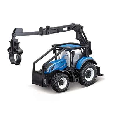 Immagine di Bburago B18 31669 Trattore New Holland T7.315 pressofuso con caricatore frontale funzionante e veicolo a 3 LOGS, verde