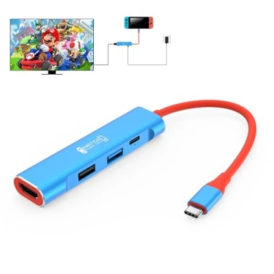 Immagine di RREAKA Docking station TV per Nintendo Switch/Switch OLED, adattatore portatile con ricarica HDMI/USB 3.0/100W 4K, dock di ricambio Switch