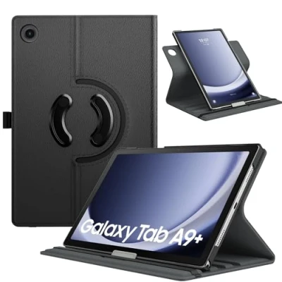 Immagine di TiMOVO Custodia Rotante Compatibile con Samsung Galaxy Tab A9+/A9 Plus 11&quot; 2023 SM X210/X216/X218, 90 Gradi di Rotazione, Supporta Auto Sveglia/Sonno per A9+ Tablet, Nero