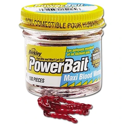 Immagine di Berkley Powerbait, Confezione da 2 pezzi 100 Maxi vermi pesca, colore: Rosso sangue