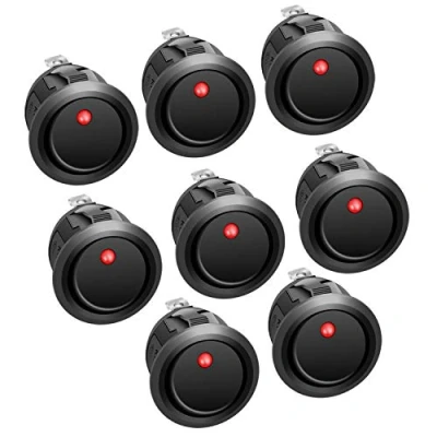 Immagine di APIELE 8 interruttori a levetta, 2 posizioni on/off, con interruttore LED, DPST 3 pin, 12 V, 20 A, levetta per auto, barca, elettrodomestici KCD2 102N (rosso)
