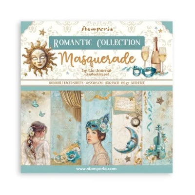 Immagine di Stamperia Scrapbook Paper Pad for Scrapbooking, Albums, Card Making, Bullet Journalling and More, Acid Free, Double Sided, Perfect Hobbies, Crafts, Gifting (Masquerade) (30.5 x 30.5cm)