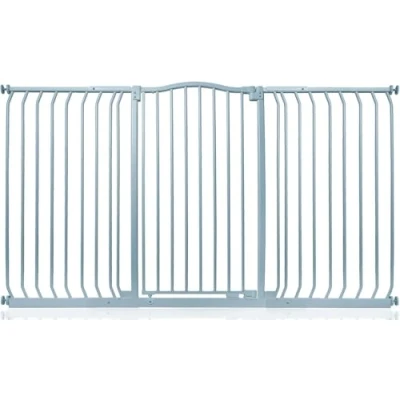Immagine di Safetots Cancelletto di Sicurezza Extra Alto con Parte Superiore Incurvata, 161cm 170cm, Grigio Opaco, 100cm Altezza, Montaggio a Pressione per Scale, Barriera