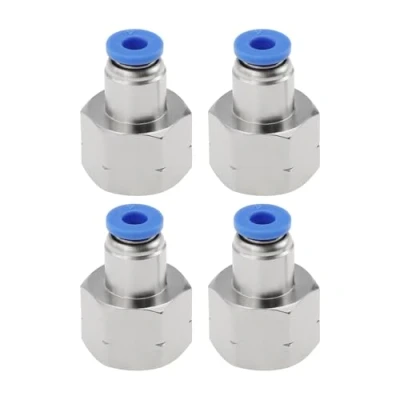 Immagine di EMSea 4 Pezzi 4mm Tubo OD X 1/4&quot; NPT Filettatura Femmina Adattatore Connettore Pneumatico Push Fit Dritto Per Collegare Raccordi Aria