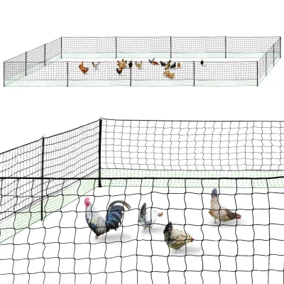 Immagine di IDMarket Kit recinzione rete per galline 50 m con porta 15 picchetti doppie punte