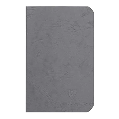 Immagine di Clairefontaine 734105C collezione Age Bag Un taccuino a punto metallico grigio 9x14 cm 96 pagine tinta Unità bianche carta 90g Copertina Lustrée grana effetto cuoio