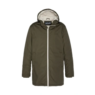 Immagine di Schott NYC Bluster Giacca con Cappuccio Foderata, Motivo: Sherpa, Kaki Scuro, M Unisex Adulto