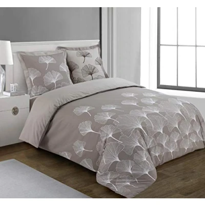 Immagine di VISION completo biancheria da letto reversibile Ginko, copripiumino 240 x 220 cm con 2 federe per cuscino standard matrimoniale, 100% cotone