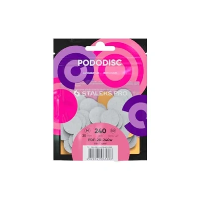 Immagine di Pastiglie Lima per unghie disco Pedicure Bianco Ricarica File Pododisc Staleks Pro M 240 grit Box (50 pz) Piedi spa
