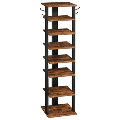 Immagine di HOOBRO Scarpiera a 8 Livelli, Scaffale Portascarpe Stretta con 2 Ganci, Portaoggetti, Salvaspazio, Stabile, fino 10 paia, per Ingresso, Soggiorno, Camera da Letto EBF07XJ01G1
