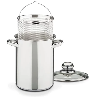 Immagine di GSW 643160 pentola per asparagi con inserto e coperchio in vetro, Acciaio Inossidabile, Argento, 16 cm