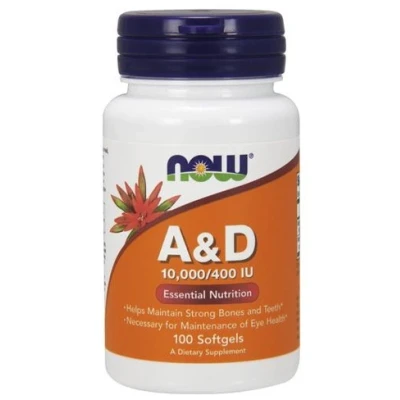Immagine di Now Foods A&amp;D, vitamina A 10 000 UI + D 400 UI, 100 capsule