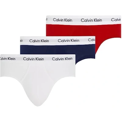 Immagine di Calvin Klein Hip Brief 3Pk 0000U2661G, Slip, Uomo, Multicolore (White/Red Ginger/Pyro Blue), M