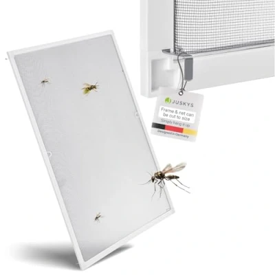 Immagine di Juskys zanzariera con telaio in alluminio 120 x 140 cm Protezione contro insetti e zanzare per finestre da appendere resistente ai raggi UV bianco