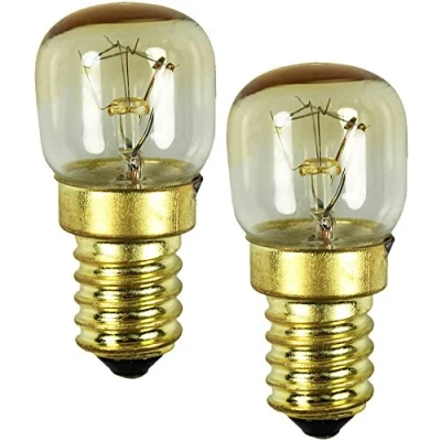 Immagine di COM FOUR® 2x lampada forno fino a 300 C, lampadina stufa bianco caldo 15W, E14, 230V (02 pezzi 15W color oro)
