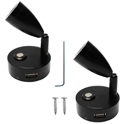 Immagine di JUTTAUTO Luce da lettura a LED 12 V con USB, interruttore on/off touch dimmerabile, luci interne per camper, lampade parete roulotte, barca
