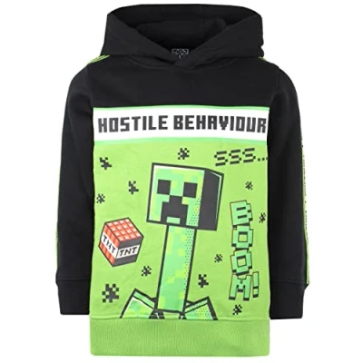Immagine di MINECRAFT Vestiti Felpa con Cappuccio Ragazzi 100% Cotone Verde/Nera Creeper Regali Verde/Nero (5 6 Anni)